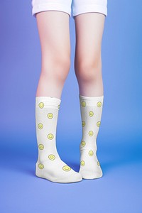 Knee socks mockup, casual fashion psd