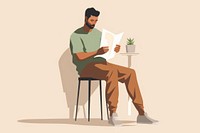Reading furniture sitting adult. AI generated Image by rawpixel.