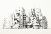 Buildings sketch drawing architecture.