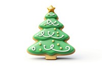 Christmas tree sugar cookie dessert food white background. 