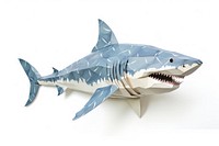 Great white shark animal fish white background. 