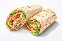 Wrap food bread white background. 