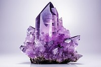 Purple amethyst crystal gemstone mineral jewelry. 