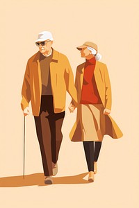 Old couple walking adult togetherness. 