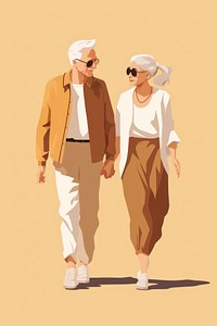 Old couple walking footwear glasses. AI generated Image by rawpixel.