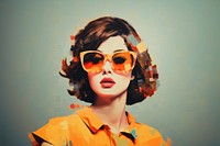 Woman wearing sunglasses painting portrait female. 