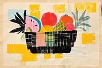 Fruit basket art painting collage.