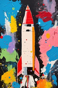Launching rocket art painting aircraft. AI generated Image by rawpixel.