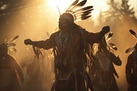 Dancing native american group tribe. 