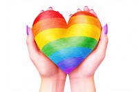 Heart shape LGBTQ sign rainbow hand white background. AI generated Image by rawpixel.