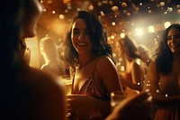 A happy elegant girls party lighting adult. 