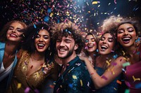 Diverse people party birthday confetti adult. AI generated Image by rawpixel.