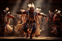 Native american dancing show stage costume. 