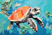 Sea turtle reptile animal art. 