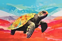 Sea turtle art reptile animal. AI generated Image by rawpixel.