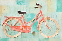 Ripped paper collage a bicycle art vehicle. 