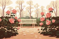 Rose garden flower plant bench. 