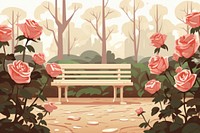 Rose garden flower plant bench. 