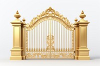 Gold gate white background architecture protection. 