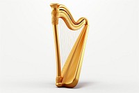Golden harp white background performance clàrsach. AI generated Image by rawpixel.