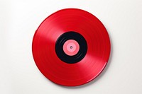 Vinyl record red white background gramophone. 