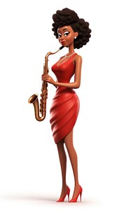 Black woman saxophone cartoon adult. AI generated Image by rawpixel.