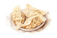 Wonton dumpling food white background. 