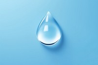 Minimal water drop droplet blue background.