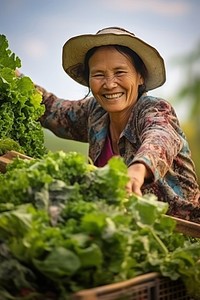 Harvesting gardening vegetable cheerful. 