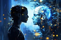 Artificial intelligence technology adult futuristic cyberspace. 