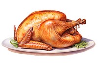 Roasted Turkey roasted drawing dinner. AI generated Image by rawpixel.