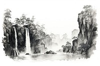 Waterfall outdoors drawing nature. AI generated Image by rawpixel.