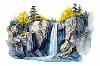 Waterfall outdoors painting nature. AI generated Image by rawpixel.