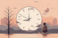 Time clock adult silhouette. AI generated Image by rawpixel.
