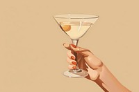 Women hands holding martini cocktail drink glass cosmopolitan. 