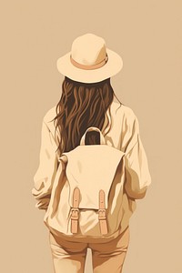 Female traveler backpack handbag adult. 