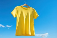 Clothes line outdoors t-shirt blue. 