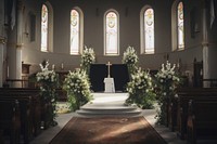 Funeral service altar architecture building. 