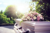 Funeral service flower coffin plant. AI generated Image by rawpixel.