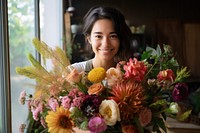 Florist flower portrait smiling. 