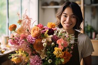 Florist flower smiling adult. 