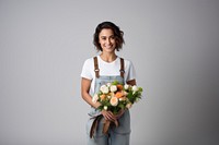 Florist portrait smiling flower. 