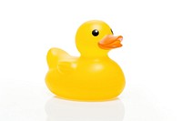 Rubber duck doll animal bird white background. 