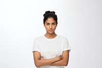 Indian woman portrait t-shirt serious. 