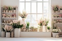 Flower shop window shelf plant. AI generated Image by rawpixel.