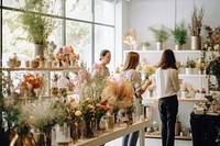 Flower shop market people adult. 