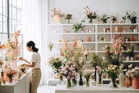 Flower shop shelf adult plant. AI generated Image by rawpixel.