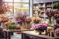 Flower shop table plant entrepreneur. 