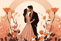 Wedding anniversary kissing flower adult. AI generated Image by rawpixel.