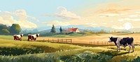 Farm cows farming landscape grassland livestock. AI generated Image by rawpixel.